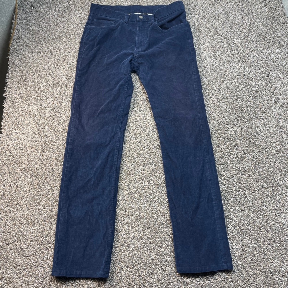 Brooks Brothers Men's 32x31 Corduroy Pants Navy Blue Straight Leg Stretch Cotton